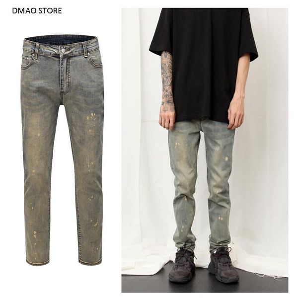 men's jeans 2021 autumn designer washed ripped spray paint slim fit vintage for men1, Blue
men's jeans 2021 autumn designer washed ripped spray paint slim fit vintage for men1, Blue