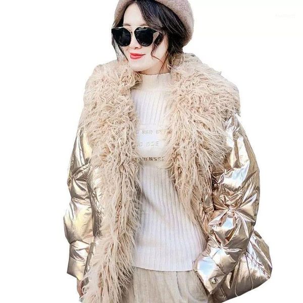 the new autumn winter jacket korean silver shiny faux mongolia sheep fur cotton women coat fashion loose warm jacket parka coat1, Black 
the new autumn winter jacket korean silver shiny faux mongolia sheep fur cotton women coat fashion loose warm jacket parka coat1, Black