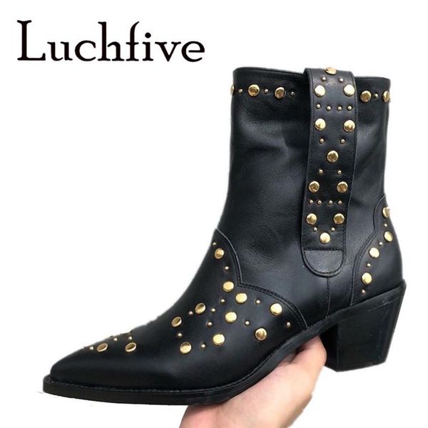 boots black white cow leather cowboy gold studed pointed toe ankle european plus size winter shoes women short
boots black white cow leather cowboy gold studed pointed toe ankle european plus size winter shoes women short