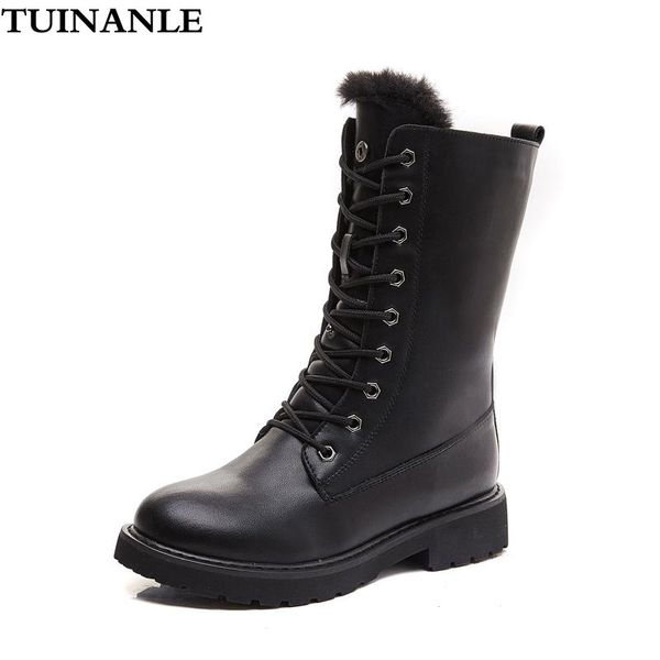 tuinanle genuine leather snow boots winter warm plush shoes woman mid-calf botas mujer pigskin rubber ladies platform booties, Black
tuinanle genuine leather snow boots winter warm plush shoes woman mid-calf botas mujer pigskin rubber ladies platform booties, Black