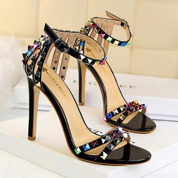 ladies sandals high heel sandals women heels summer for women shoes colorful rivet heels woman shoes party #3m80, Black
ladies sandals high heel sandals women heels summer for women shoes colorful rivet heels woman shoes party #3m80, Black