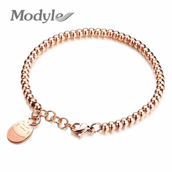 link, chain modyle lucky cat pendant bracelets woman's beaded stainless steel rose gold-color cute girls gift jewelry, Black
link, chain modyle lucky cat pendant bracelets woman's beaded stainless steel rose gold-color cute girls gift jewelry, Black