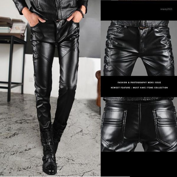 men's pants men's leather men fashion casual pant male slim fit pu locomotive punk rock stage show clothing1, Black
men's pants men's leather men fashion casual pant male slim fit pu locomotive punk rock stage show clothing1, Black