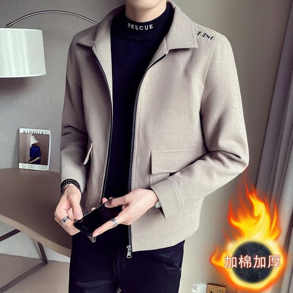 men's wool & blends legible winter jacket high-quality coat men casual slim short solid jackets, Black
men's wool & blends legible winter jacket high-quality coat men casual slim short solid jackets, Black