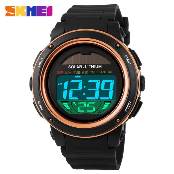 New Skmei Brand Watch Solar Energy Men Electronic Sports Watches Multifunctional Outdoor Water Resistant Digital Wristwatches