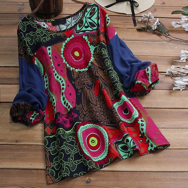 plus size winter fashion boho print cotton linen blouse loose female womens long sleeve shirt blusas femininas pullover, White 
plus size winter fashion boho print cotton linen blouse loose female womens long sleeve shirt blusas femininas pullover, White