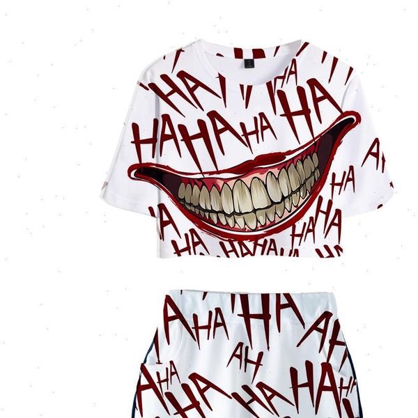 haha joker two piece set summer cotton printed t shirt halloween crazy smile suit shorts crop fashion and shorts pants, Gray
haha joker two piece set summer cotton printed t shirt halloween crazy smile suit shorts crop fashion and shorts pants, Gray