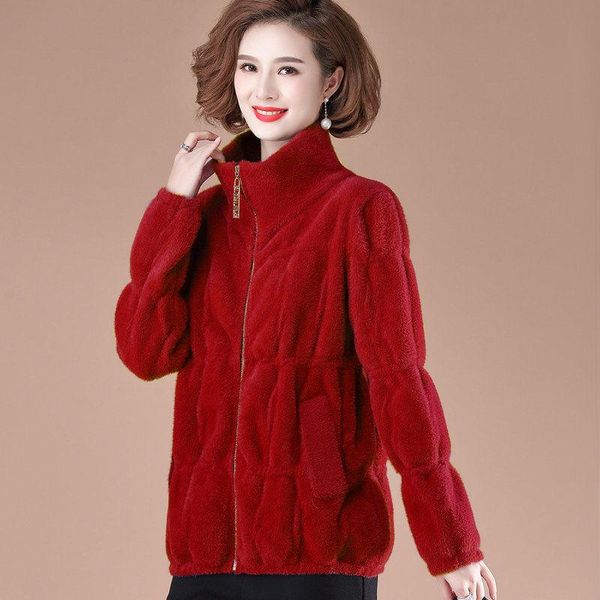 women's wool & blends autumn winter middle aged and old women 2021 warm soft zipper jacket faux fur overcoats female loose casual thick, Black
women's wool & blends autumn winter middle aged and old women 2021 warm soft zipper jacket faux fur overcoats female loose casual thick, Black