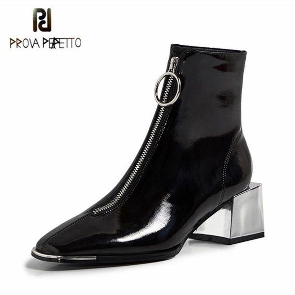 prova perfetto brand design ankle boots women square heel front zipper patent leather plush square toe faddish bota feminina, Black
prova perfetto brand design ankle boots women square heel front zipper patent leather plush square toe faddish bota feminina, Black