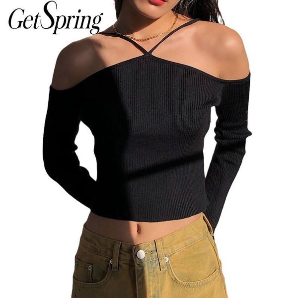 women's sweaters getspring women sweater slash neck off shoulder black pullovers vintage knit 2021, White;black
women's sweaters getspring women sweater slash neck off shoulder black pullovers vintage knit 2021, White;black