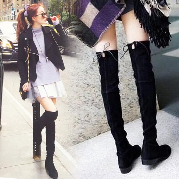 women over the knee boots elastic high heel winter thigh high slim boots fashion pointed toe stretch lace long ladies, Black
women over the knee boots elastic high heel winter thigh high slim boots fashion pointed toe stretch lace long ladies, Black