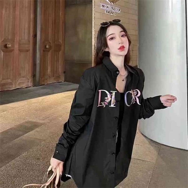 early autumn french retro port style chic black stand collar long sleeve textured shirt women's, White
early autumn french retro port style chic black stand collar long sleeve textured shirt women's, White