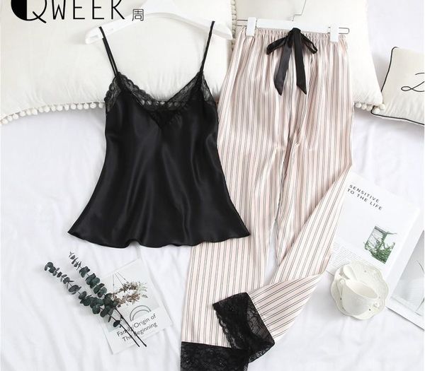 pajamas for women lace silk satin sleepwear +pants night suits v-neck pijama mujer loose lounge home clothes99, Black;red
pajamas for women lace silk satin sleepwear +pants night suits v-neck pijama mujer loose lounge home clothes99, Black;red