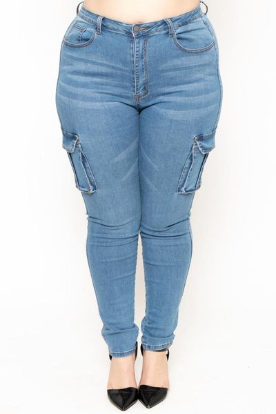 women's jeans europe and the united states large size clothing organ bag elastic tooling cargo, Blue
women's jeans europe and the united states large size clothing organ bag elastic tooling cargo, Blue