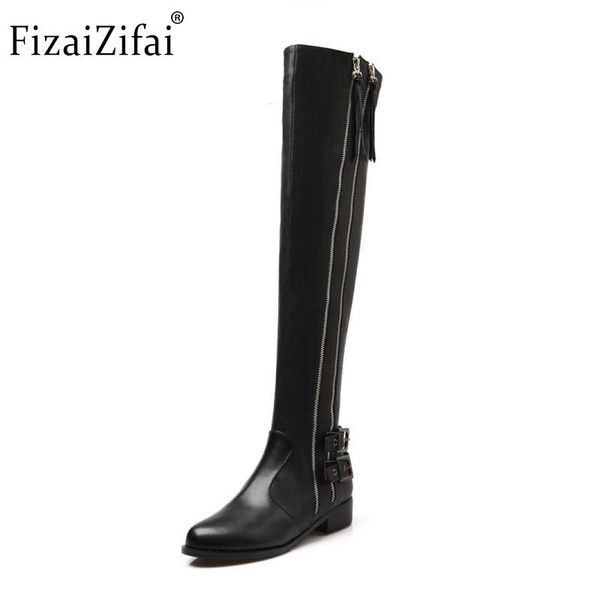 boots women genuine real leather knee winter high heel round toe zipper fashion buckle shoes size 34-39, Black
boots women genuine real leather knee winter high heel round toe zipper fashion buckle shoes size 34-39, Black