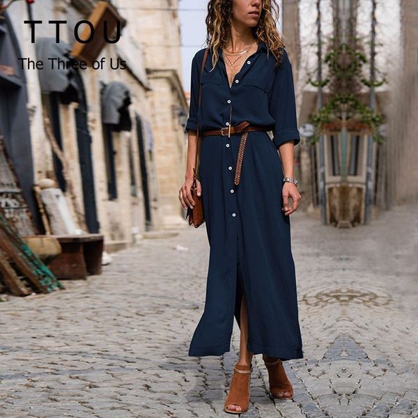 ttou vestido button women dress turn-down casual vadim winter dress long sleeve sides split long autumn dress berobe 201125, Black;gray
ttou vestido button women dress turn-down casual vadim winter dress long sleeve sides split long autumn dress berobe 201125, Black;gray