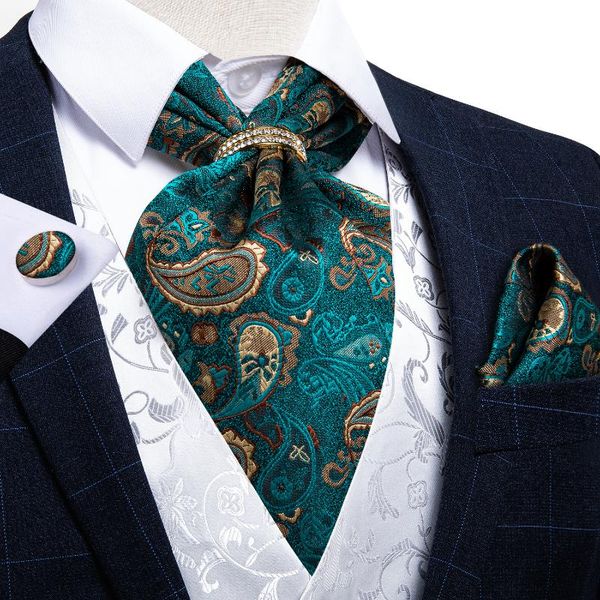 luxury silk ascot tie set teal green gold paisley fashion men wedding formal necktie self british style gentleman cravat dibangu, Black;gray
luxury silk ascot tie set teal green gold paisley fashion men wedding formal necktie self british style gentleman cravat dibangu, Black;gray