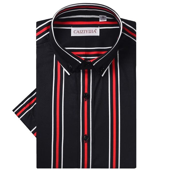 men's short sleeve multi-color striped shirts comfortable cotton smart casual standard-fit button down collar easy care shirt, White;black
men's short sleeve multi-color striped shirts comfortable cotton smart casual standard-fit button down collar easy care shirt, White;black