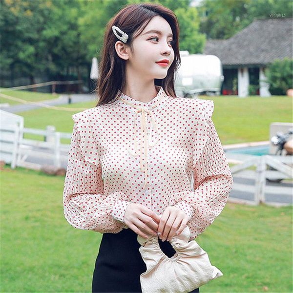 2020 autumn new fashion women and blouse ruffles long sleeve polka dot chiffon shirts casual lady lac-up bow o-neck clothes1, White
2020 autumn new fashion women and blouse ruffles long sleeve polka dot chiffon shirts casual lady lac-up bow o-neck clothes1, White