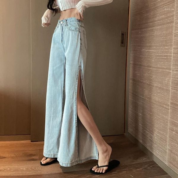 denim autumn straight split jeans women's 2020 new loose elegant pants high waist casual wide leg denim pants 886b1, Blue
denim autumn straight split jeans women's 2020 new loose elegant pants high waist casual wide leg denim pants 886b1, Blue