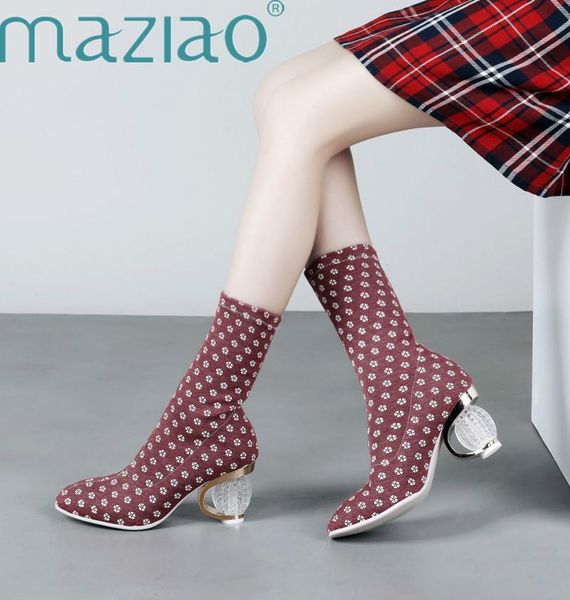 boots female autumn winter mid-calf stretch fabric polka dot clear strange heels pointed toe botas booties woman 2021 maziao, Black
boots female autumn winter mid-calf stretch fabric polka dot clear strange heels pointed toe botas booties woman 2021 maziao, Black