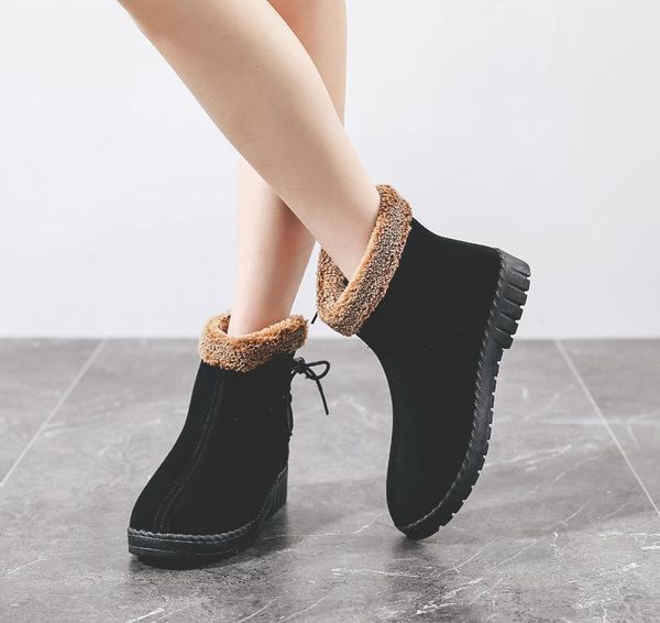 boots 2021 women winter snow warm plus size platform lace up ladies women's shoes flock fur suede ankle female, Black
boots 2021 women winter snow warm plus size platform lace up ladies women's shoes flock fur suede ankle female, Black