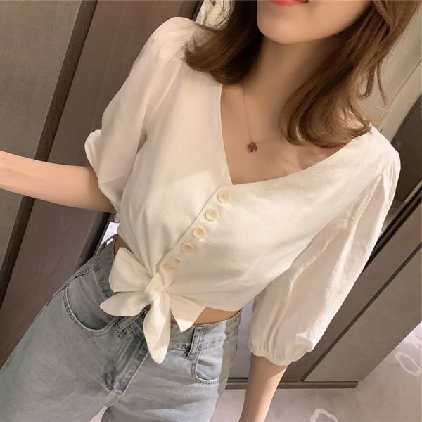 summer new v-neck temperament bottoming small shirt bow tie lace up t-shirt student careful machine short sleeve women
summer new v-neck temperament bottoming small shirt bow tie lace up t-shirt student careful machine short sleeve women