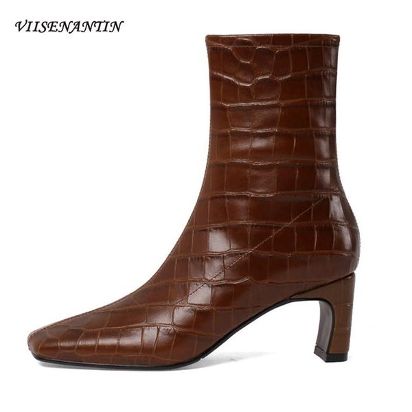 retro stone grain cowhide square head temperament short ankle boots female thick heel net red single boots high heel women shoes, Black
retro stone grain cowhide square head temperament short ankle boots female thick heel net red single boots high heel women shoes, Black