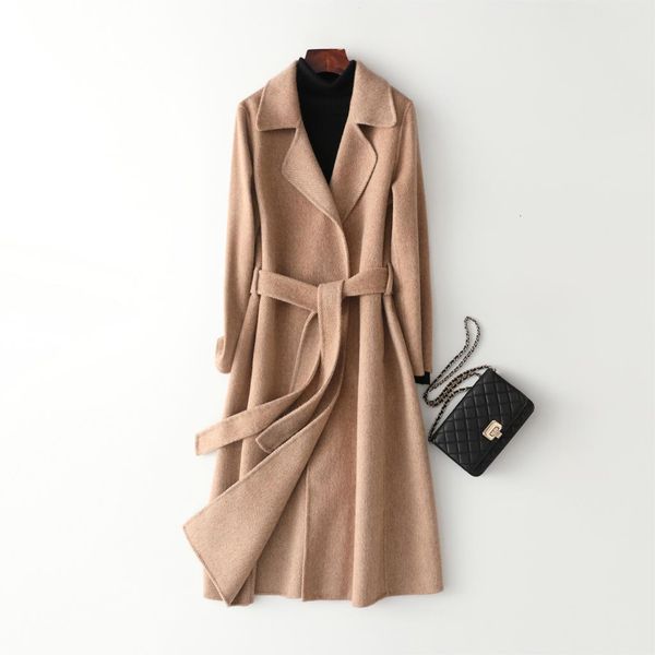 2021 new women cashmere long elegant turn down collar woolen with belt open stitch design winter warm coat feminino jkwm, Black
2021 new women cashmere long elegant turn down collar woolen with belt open stitch design winter warm coat feminino jkwm, Black