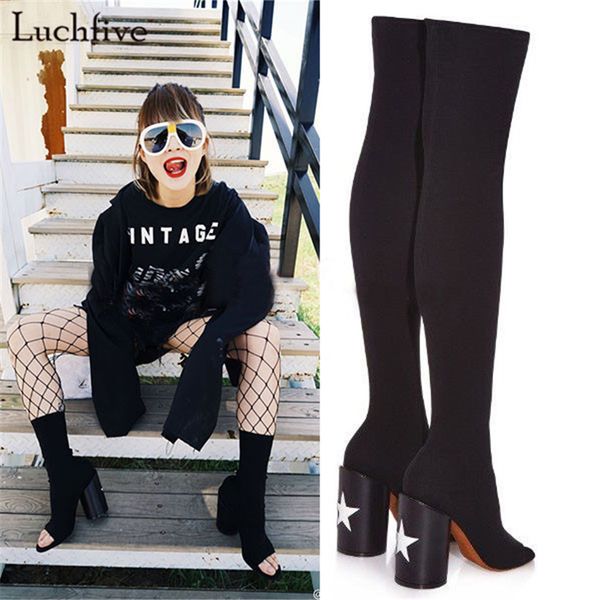 boots fall designer peep toe stock stretch suede over the knee long womens chunky high heels thigh, Black
boots fall designer peep toe stock stretch suede over the knee long womens chunky high heels thigh, Black