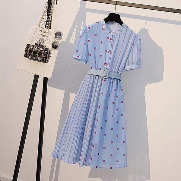 casual dresses chiffon trendy fashion belt plus size women summer dress slim 2021 dot short sleeve round neck knee-length blue dress1, Black;gray
casual dresses chiffon trendy fashion belt plus size women summer dress slim 2021 dot short sleeve round neck knee-length blue dress1, Black;gray