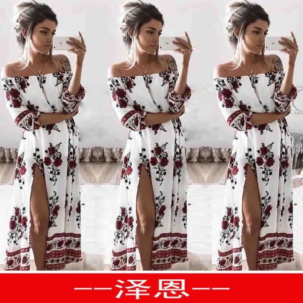 medium sleeve loose digital print women's one shoulder one-piece dress, Black;gray
medium sleeve loose digital print women's one shoulder one-piece dress, Black;gray