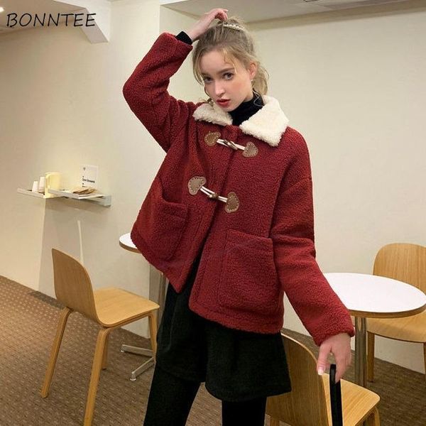 women wool blends horn button faux lambswool female winter outwear coats girls kawaii students all-match korean fashion ulzzang, Black
women wool blends horn button faux lambswool female winter outwear coats girls kawaii students all-match korean fashion ulzzang, Black