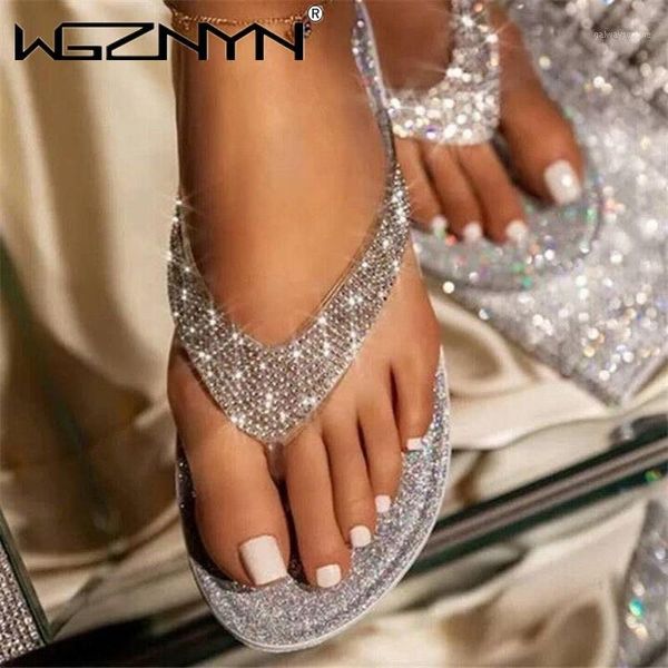 slippers wgznyn 2021 women flip flop slides bling rhinestone ladies shoes casual summer flat female crystal glitter woman 35-431, Black 
slippers wgznyn 2021 women flip flop slides bling rhinestone ladies shoes casual summer flat female crystal glitter woman 35-431, Black