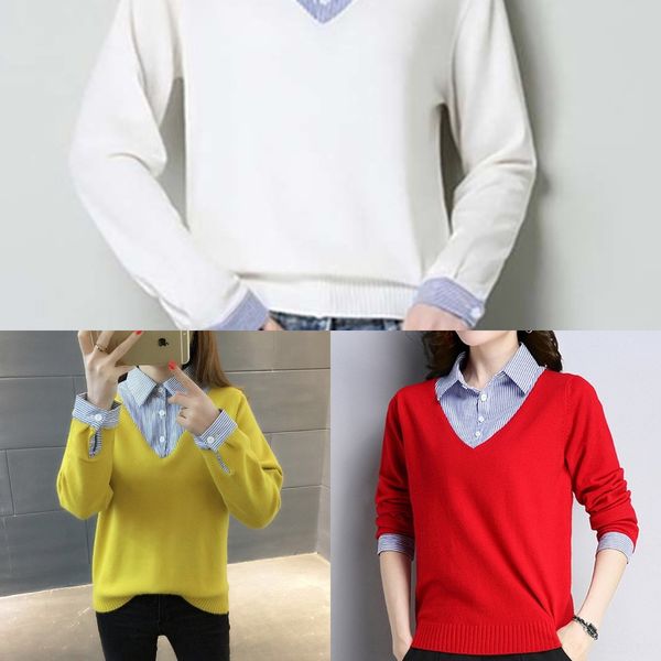 2020 spring knit knitwearand autumn new women's shirt splicing knitwear fake two bottomed sweaters versatile professional wear ev0mj, White;black
2020 spring knit knitwearand autumn new women's shirt splicing knitwear fake two bottomed sweaters versatile professional wear ev0mj, White;black