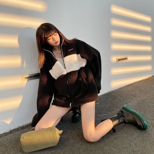 autumn and winter new lamb wool color-blocking letter coat b fashion jacket warm and comfortable versatile simple cotton jacket bap275, Black
autumn and winter new lamb wool color-blocking letter coat b fashion jacket warm and comfortable versatile simple cotton jacket bap275, Black