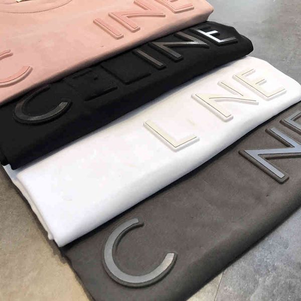 2022 factory wholesale new couple short sleeve summer product cel home 3d concave convex letter steel seal loose casual men's and women, White
2022 factory wholesale new couple short sleeve summer product cel home 3d concave convex letter steel seal loose casual men's and women, White