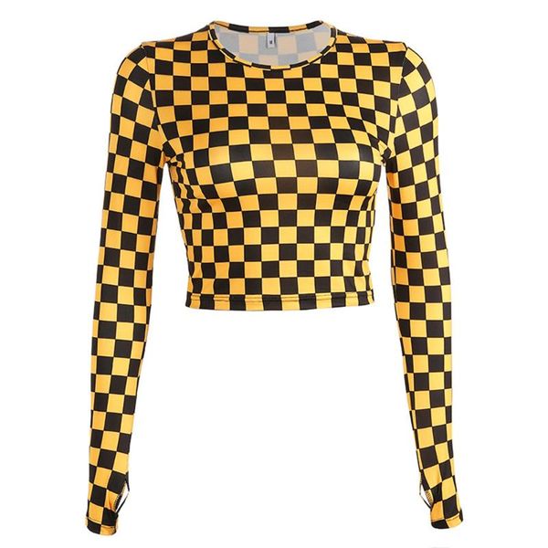 women's plaid long sleeve t shirts crop high street streetwear ladies girls, White
women's plaid long sleeve t shirts crop high street streetwear ladies girls, White