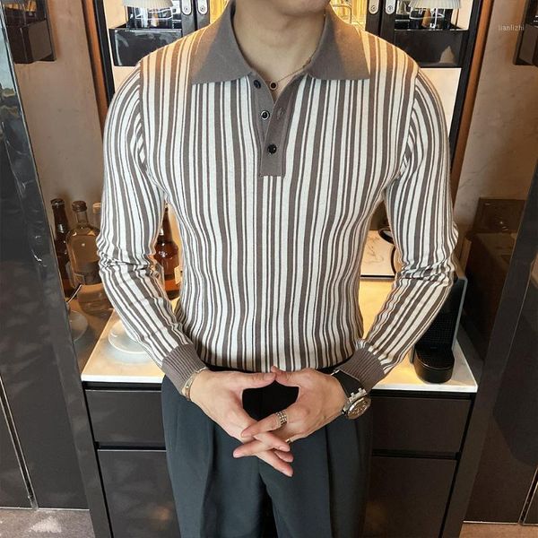 korean autumn winter turn down collar men striped sweaters slim fit thick warm casual knitted pullovers pull homme1, White;black
korean autumn winter turn down collar men striped sweaters slim fit thick warm casual knitted pullovers pull homme1, White;black