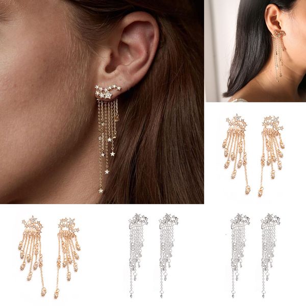 factorye4qmhanging long tassel fashion jewelry back shining star style exquisite earrings for women, Silver
factorye4qmhanging long tassel fashion jewelry back shining star style exquisite earrings for women, Silver