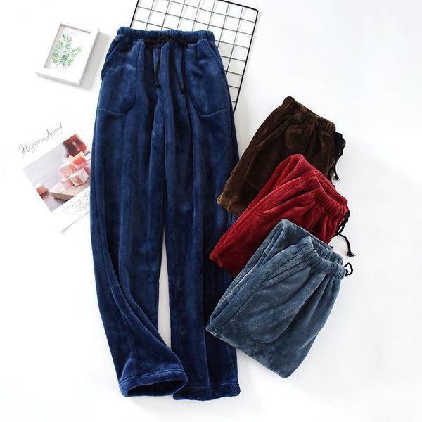 fall/winter thickened flannel pajamas men's thick coral fleece loose large size home pants straight trousers bas de pyjama femme1, Black;brown
fall/winter thickened flannel pajamas men's thick coral fleece loose large size home pants straight trousers bas de pyjama femme1, Black;brown