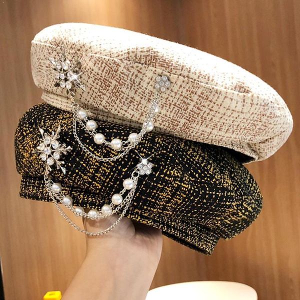 french designer baret cap with pearls luxury diamond hat plaid embellishment decoration painter hats octagonal for women be w3c1, Blue;gray
french designer baret cap with pearls luxury diamond hat plaid embellishment decoration painter hats octagonal for women be w3c1, Blue;gray