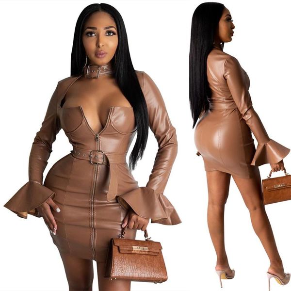 pu leather party dress flare sleeve front zipper slim bodycon short dress deep v-neck patchwork elegant solid color outfits, Black;gray
pu leather party dress flare sleeve front zipper slim bodycon short dress deep v-neck patchwork elegant solid color outfits, Black;gray