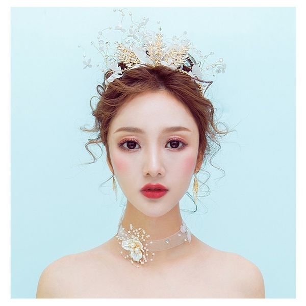brides' new crown headdress feather handmade hair ornament korean wedding dress accessories set, Silver
brides' new crown headdress feather handmade hair ornament korean wedding dress accessories set, Silver