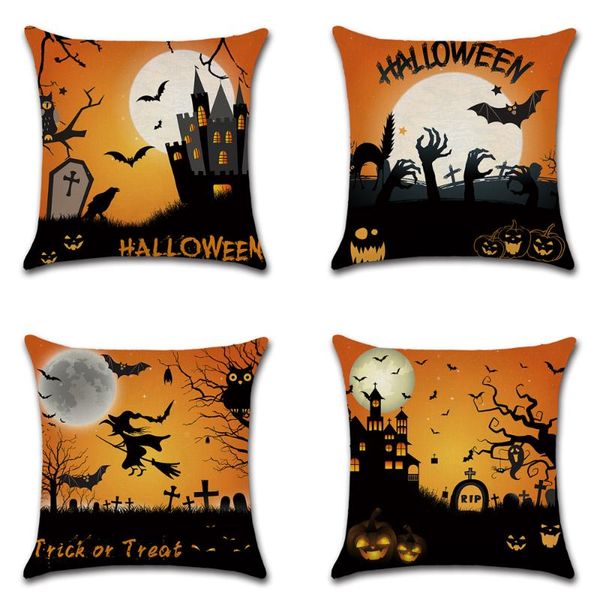 

cushion/decorative pillow happy halloween pumpkin magic girl flying witch bat castle decor cushion cover decoration horror house party suppl