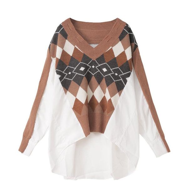 autumn casual jogging women v-neck pullover patchwork sweater female trend geometric plaid athleisure fashion jumper lady, White;black
autumn casual jogging women v-neck pullover patchwork sweater female trend geometric plaid athleisure fashion jumper lady, White;black
