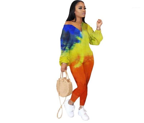 two piece pants fashion tie dye two piece sets sports vneck ladies clothing contrast color womens, White
two piece pants fashion tie dye two piece sets sports vneck ladies clothing contrast color womens, White