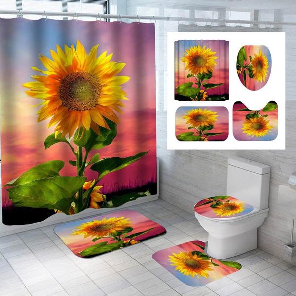 sunflower printing bathroom shower curtain sets non-slip rugs toilet lid cover and bath mat waterproof curtains home decor
sunflower printing bathroom shower curtain sets non-slip rugs toilet lid cover and bath mat waterproof curtains home decor