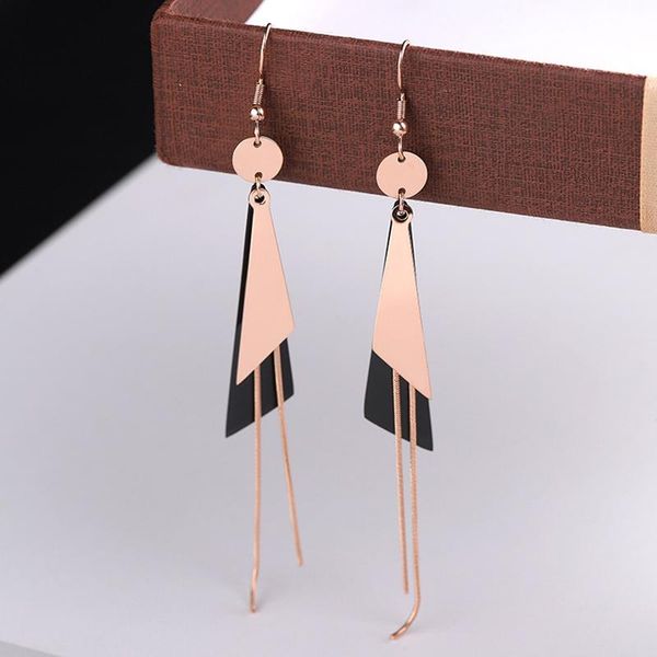 new tassel triangle drop earrings for women statement geometric titanium steel rose gold dangle earrings wedding fashion jewelry, Silver
new tassel triangle drop earrings for women statement geometric titanium steel rose gold dangle earrings wedding fashion jewelry, Silver