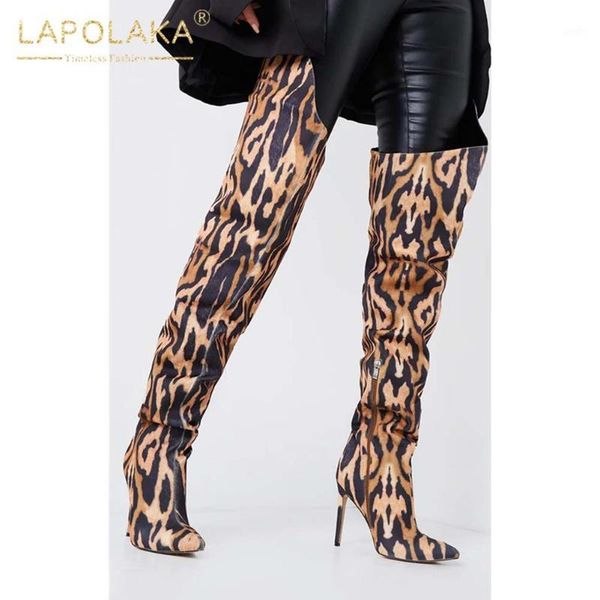 boots lapolaka 2021 brand gothic punk style leopard women's shoes pointed toe thin high heels thigh boot ladies1, Black 
boots lapolaka 2021 brand gothic punk style leopard women's shoes pointed toe thin high heels thigh boot ladies1, Black